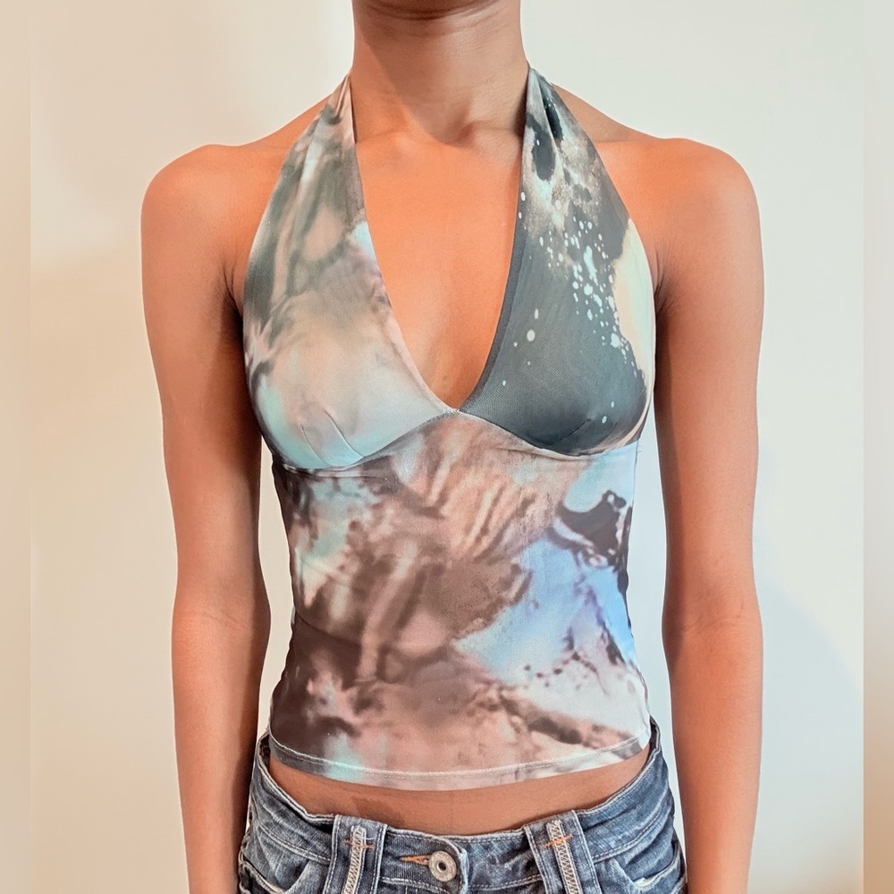 Urban Outfitters Silence + Noise Camellia Mesh Halter Top